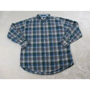 Tommy Hilfiger Shirt Mens Extra Large Gray Blue Button Up Long Sleeve Casual